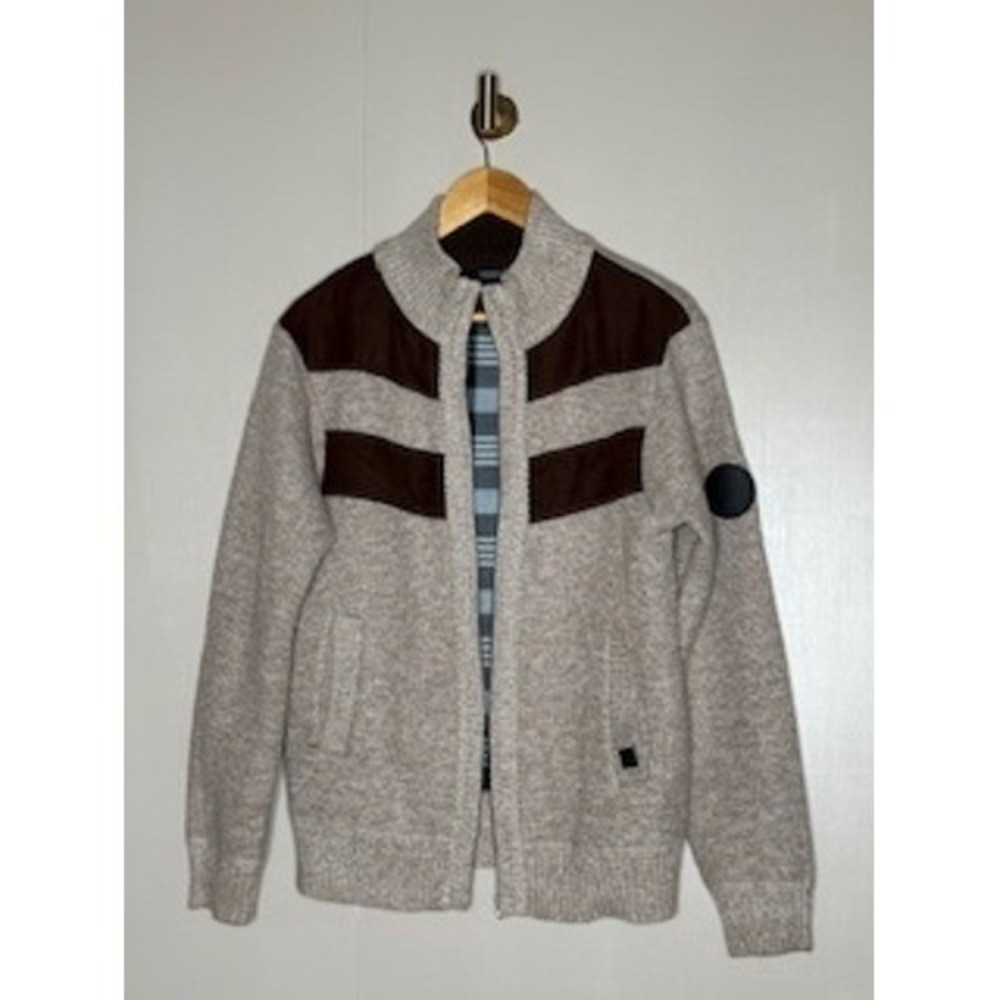Buffalo David Bitton Wool Blend Knit Jacket Mens Small Plaid Lined